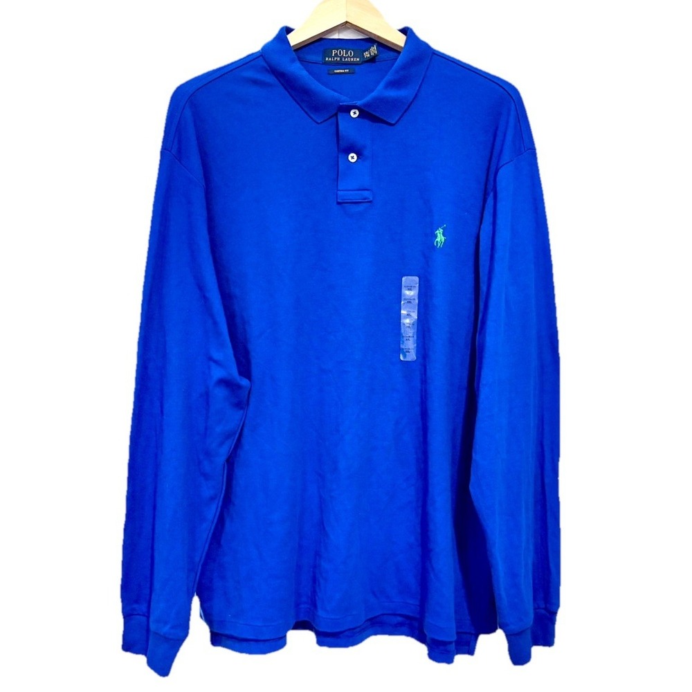 Polo Ralph Lauren Mens 2XL Long Sleeve Shirt Custom Fit Royal Blue Pony Logo‎